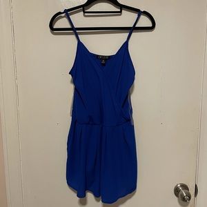 Bright royal blue chiffon romper.